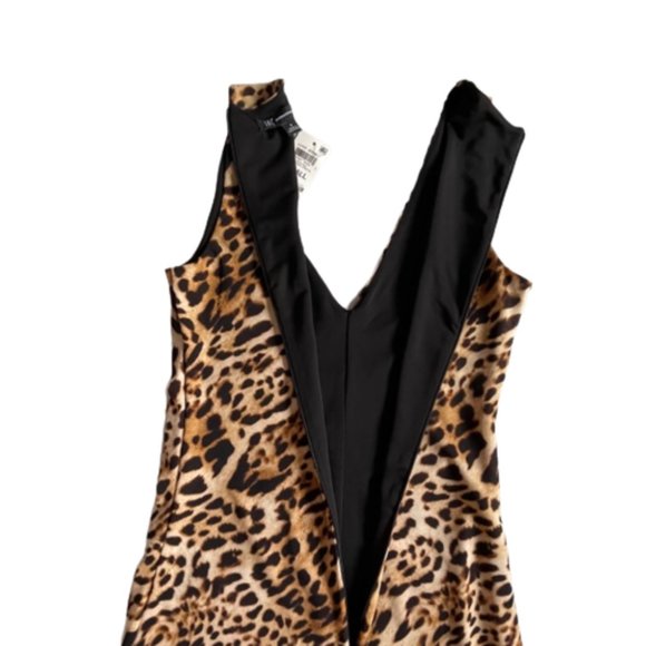 INC Bodycon Dress Size Small Cheetah Print Silhouette Sleeveless Ruched New - Picture 6 of 13